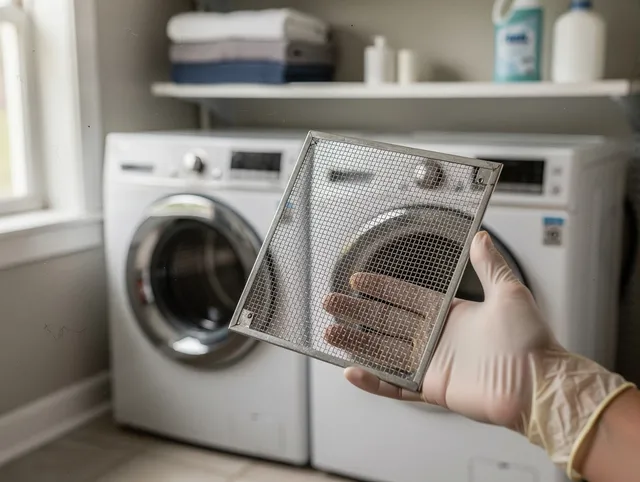 Gainesville Dryer Vent Cleaning specialist performing detailed lint trap cleaning service in Gainesville
