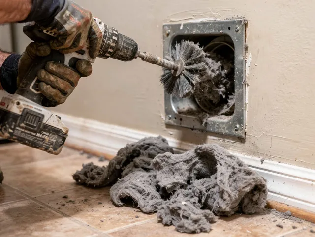 Certified Gainesville Dryer Vent Cleaning technician performing dryer vent cleaning in Gainesville